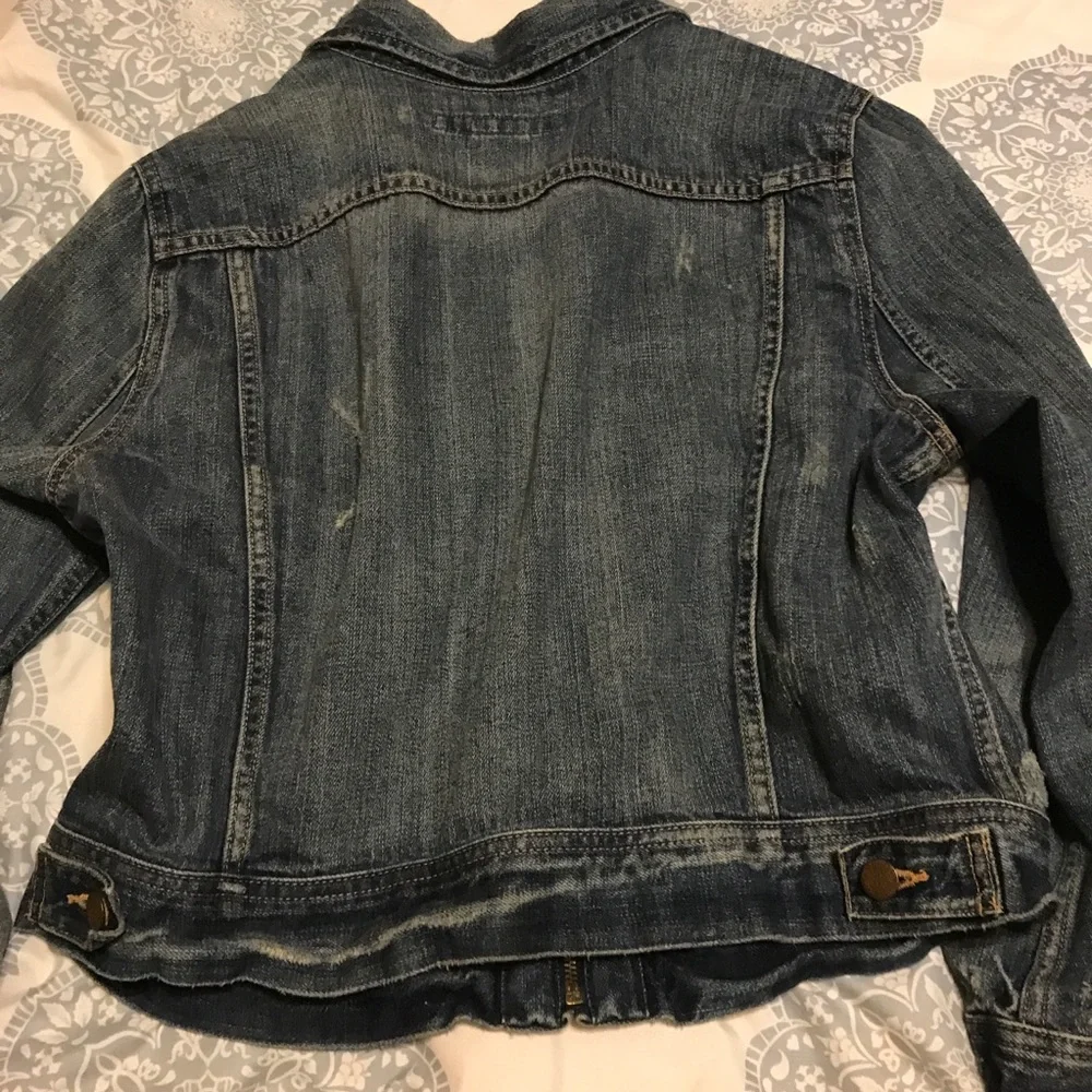 Ralph Lauren Sport Jean Jacket women’s Large distressed 3/4 sleeve - Picture 10 of 12